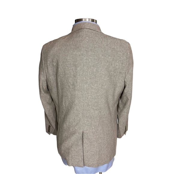 Stafford Mens Natural Brown 2 Button Linen Sports Jacket Size 44R Summer Wedding - Picture 5 of 16